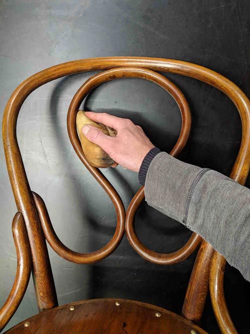 This bentwood chair has been repaired, stripped, French polished, and waxed.